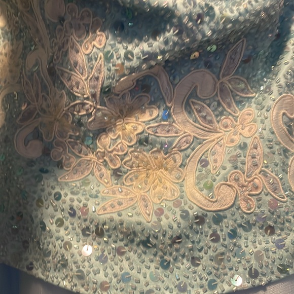 JOUANI strapless  baby blue evening gown, size 4 - Picture 2 of 6